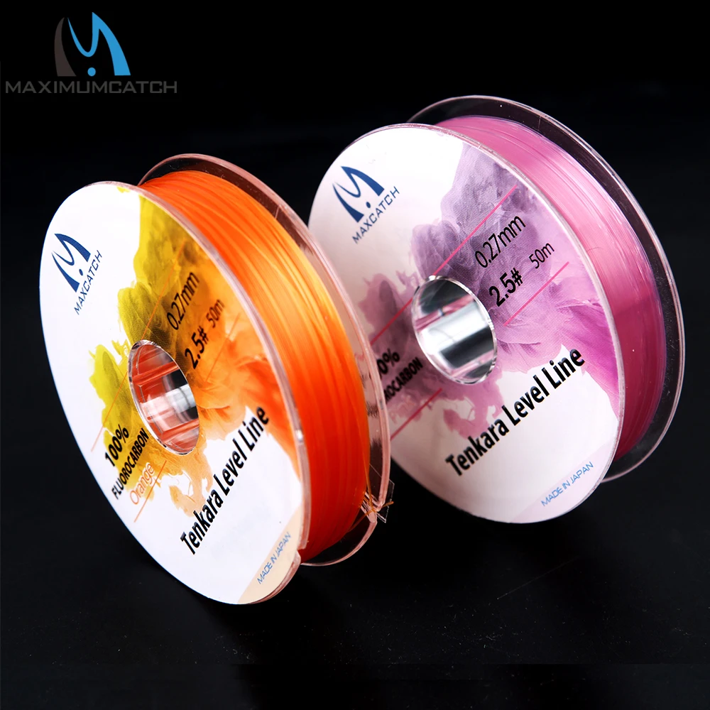 Maximumcatch LÍNEA DE NIVEL DE Tenkara 50M, 2,5 #/3,0 #, línea de pesca con mosca de fluorocarbono, color rosa/naranja - imagen 5