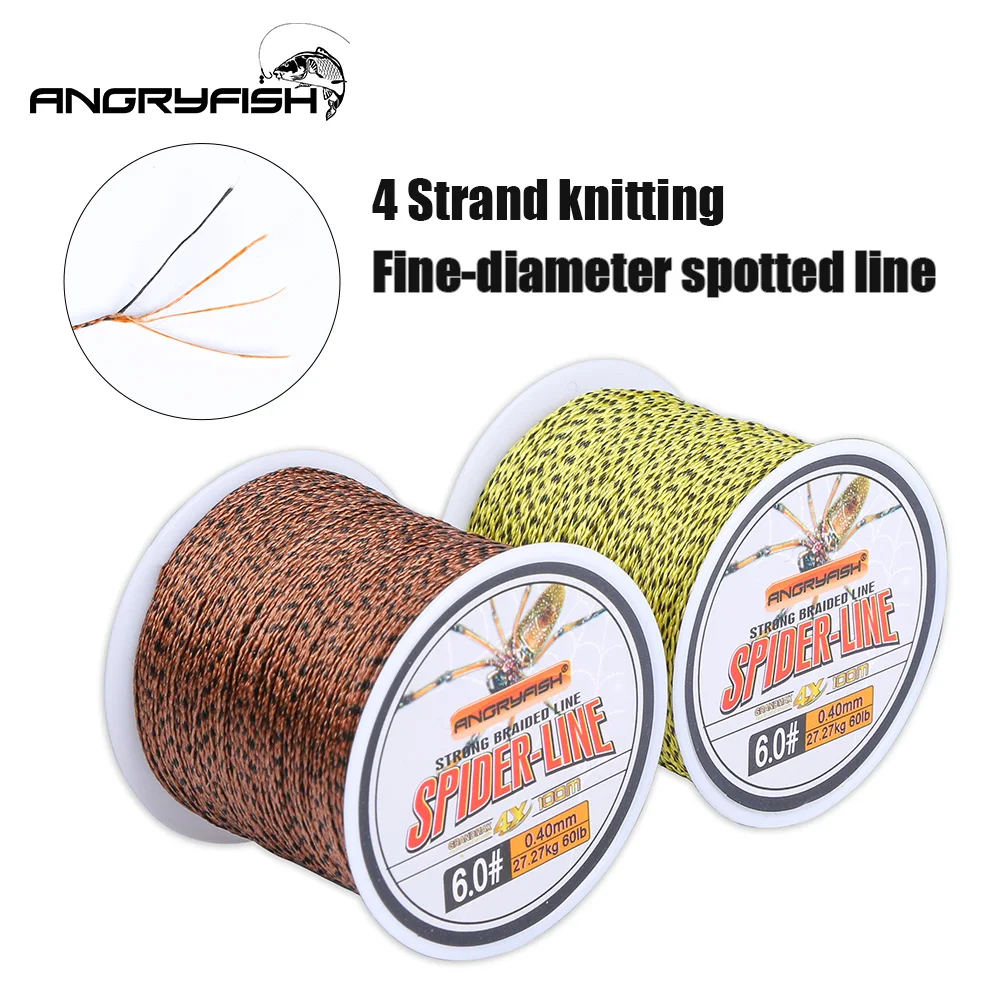 Angryfish-línea de pesca trenzada de 4 hebras, 100M, 110yds, superfuerte, multifilamento, aparejos de pesca - imagen 2
