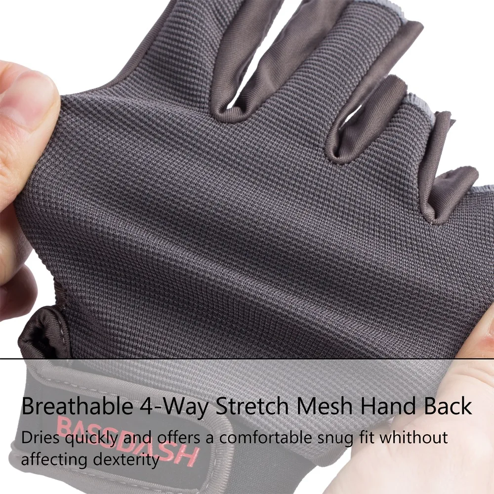 Bassdash Astro Guantes de pesca con agarre seguro de alta resistencia, guantes sin dedos para hombres y mujeres para juegos, pesca, kayak, remo, vela - imagen 4