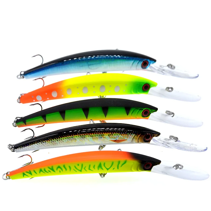 Señuelo Minnow, señuelos artificiales de pesca, tablero de lengua de boca larga, 15g/21g, lote de cebo duro, 5 piezas en oferta - imagen 2