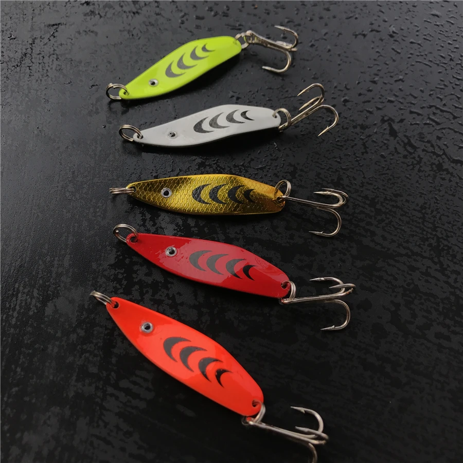 Señuelos giratorios de cuchara de pesca de metal duro, accesorio de aparejos de pesca, cabeza de serpiente de lubina, ojos 3D, 7g, 5cm, 5 piezas - imagen 2