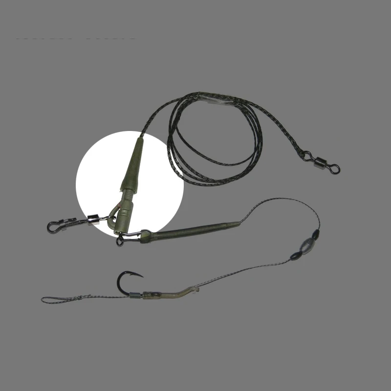 Bimoo-Juego de 100 aparejos de pesca de carpa, sistema de Clip de guía de seguridad y goma trasera, para uso con plomada giratoria, color negro y verde - imagen 4