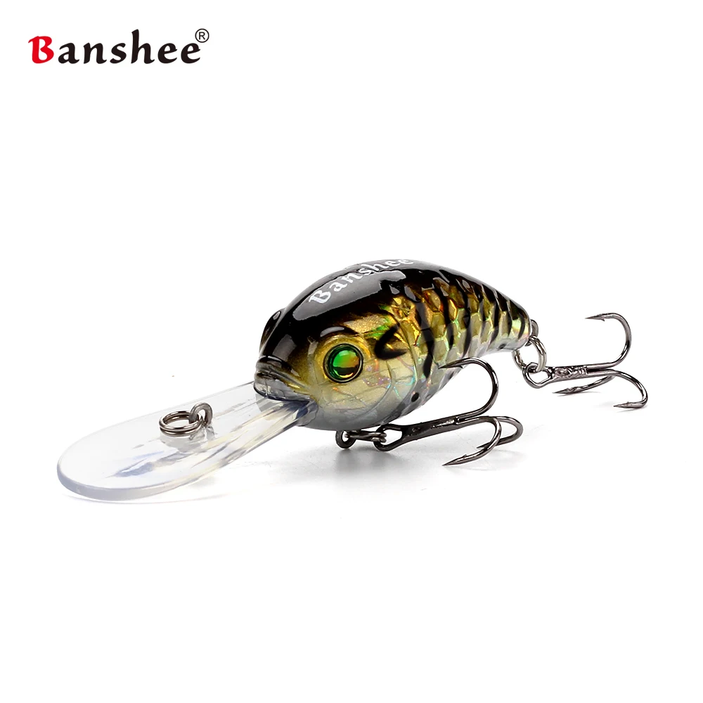 Banshee-señuelo de pesca de lubina flotante, 50mm, 10g, VC04, sonajero de sonido, Wobbler de pico redondo, cebo duro Artificial, Crankbaits de buceo profundo
