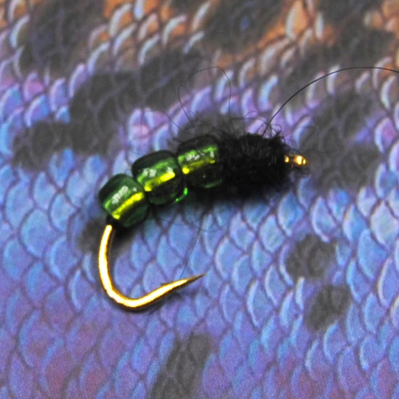 Bimoo-señuelo de pesca con mosca, cebo de vidrio verde Caddis Wet Nymph, tamaño #14, Hegene, 10 Uds. - imagen 2