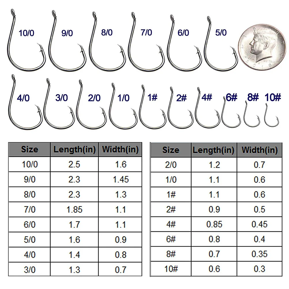 Shaddock-anzuelos de pesca de agua salada, 100 unidades, 7384 de acero de alto carbono, 2X ganchos de cebo circulares deportivos de compensación negra fuerte - imagen 3