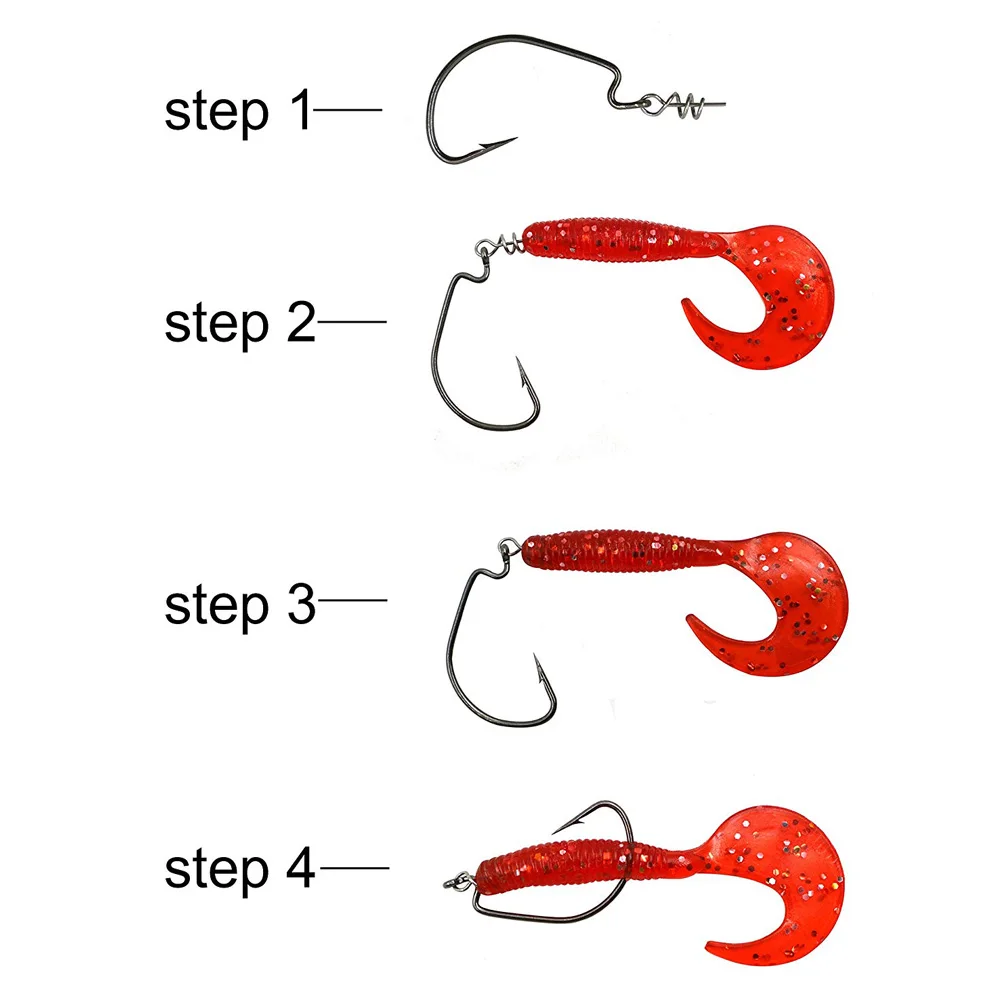 Pin de centrado de anzuelo de pesca, bloqueo de manivela giratorio de resorte para cebos blandos, herramientas de pesca de tamaño 1,4 cm, 3,5 cm, 4,5 cm, 5,0 cm, 20 Uds. - imagen 4