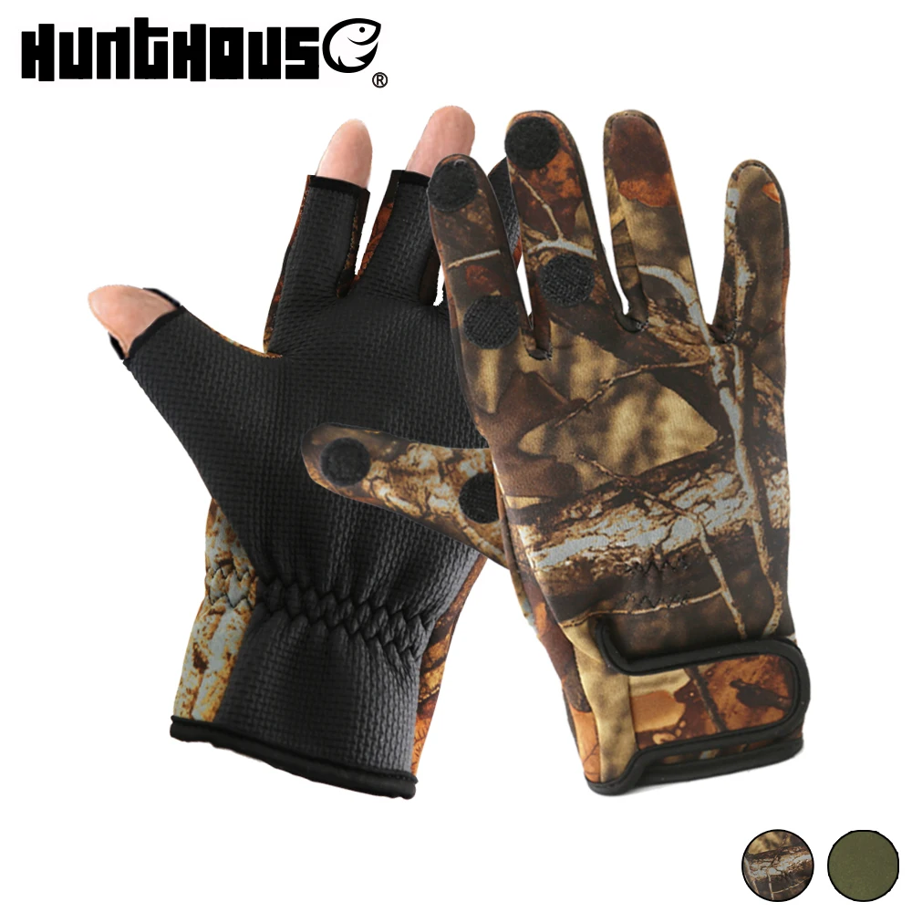 Hunthouse-guantes de pesca antideslizantes transpirables, resistentes al agua, tres dedos, equipo de pesca - imagen 3