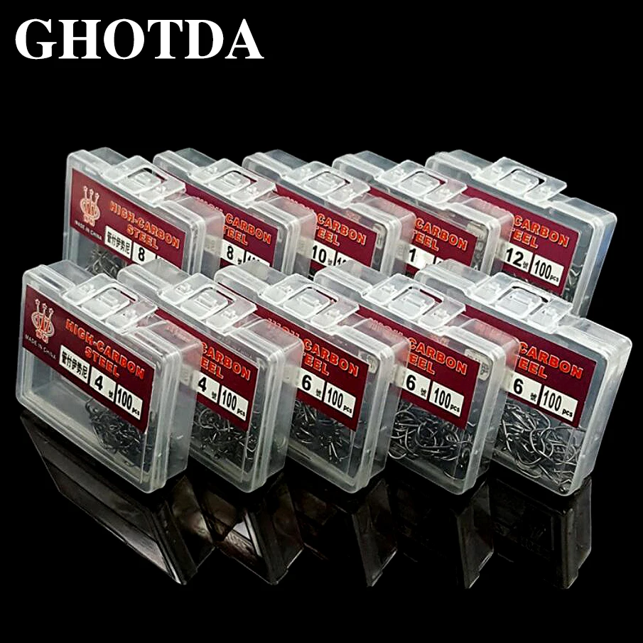 100 unids/lote anzuelos de Pesca de acero con alto contenido de carbono 4 6 8 10 12 señuelo de manivela gusano Pesca - imagen 5