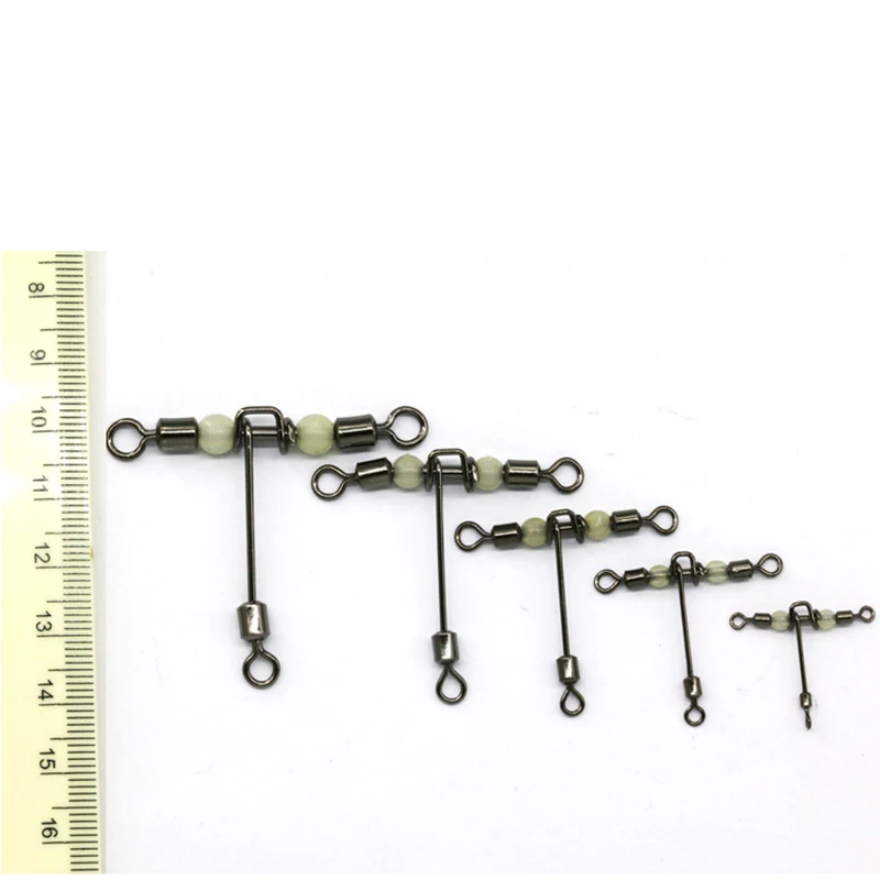 Anzuelo luminoso en forma de T, accesorio de señuelo de línea de pesca en cruz, accesorio de pesca de carpa, Conector de anzuelo de mar, 10 piezas, 3 vías - imagen 3