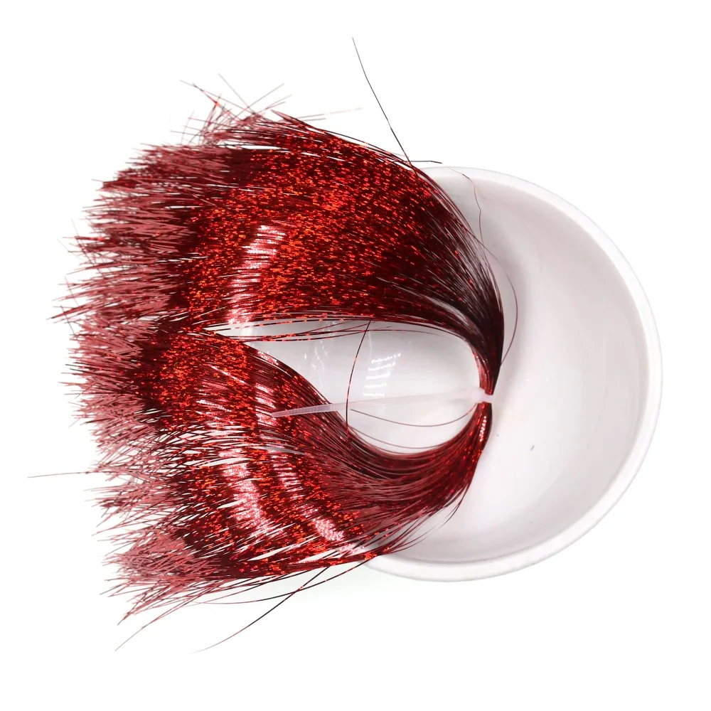 Bimoo 2 paquetes 0,35 MM Flashabou oropel holográfico Flash Minniw Pike agua salada Steelhead Streamer Material de atado de moscas plata dorado - imagen 3