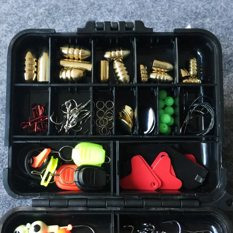 Accesorios de pesca en roca, Kit de señuelos, juego de 128 piezas, gancho de gusano, varilla, Clip, bolas, plomo, conector de cabeza de plantilla, anillo, línea, cucharas de parada - imagen 4