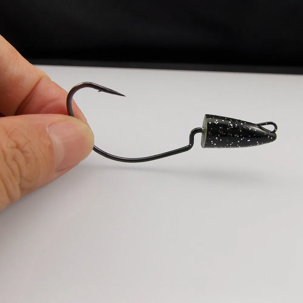 ESFISHING Offset Hook High Strength steel Hook 6g 10g 14g 21g 24g 4pcs Fishing Lures Soft Bait Jig Head Metal Jig - imagen 2