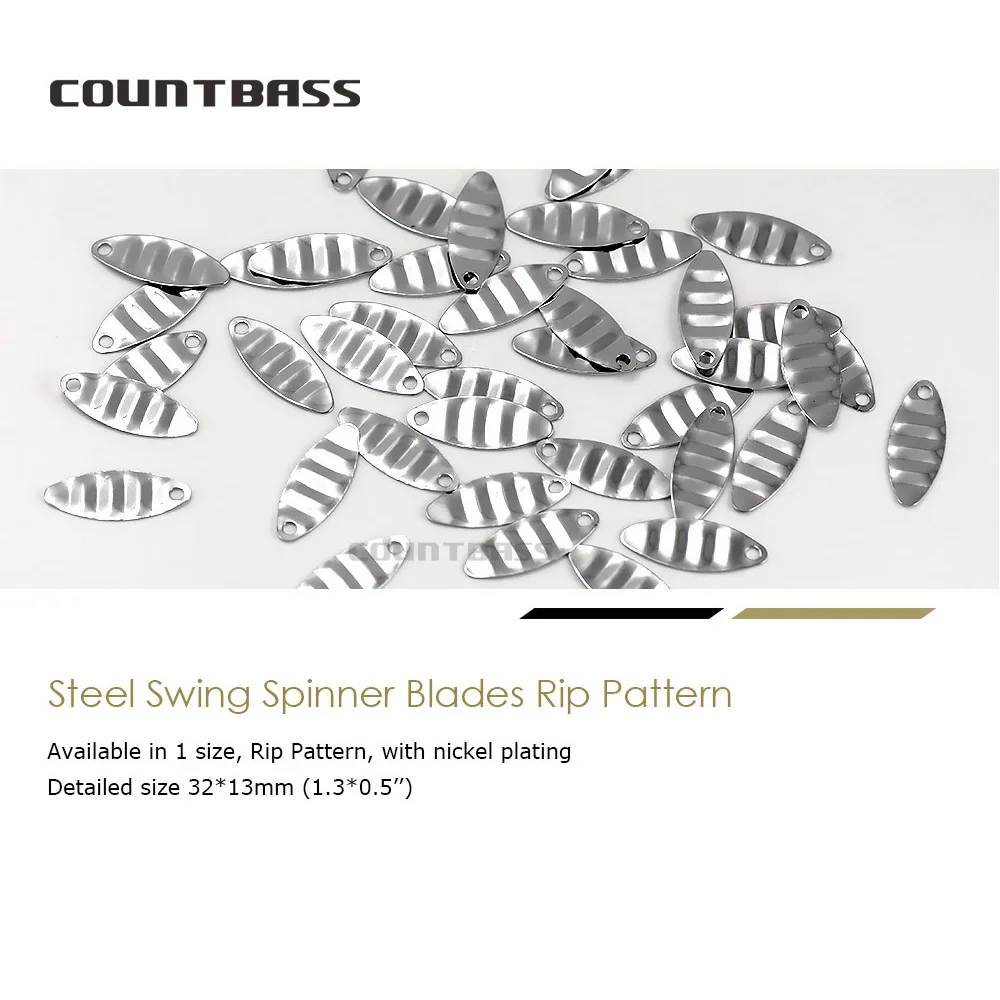Countbass 50 Uds tamaño 3-32*13mm cuchillas giratorias onduladas de acero niquelado, Señuelos de pesca de Lucio de trucha DIY, aparejos artesanales - imagen 2
