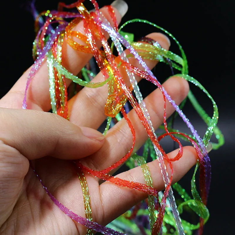 Juego de 5 paquetes de 4 yardas/Paquete de encaje trenzado de perlas teñidas, trenzado de diamantes planos, tonos nacarados, materiales de atado de moscas traseras de camarones - imagen 3