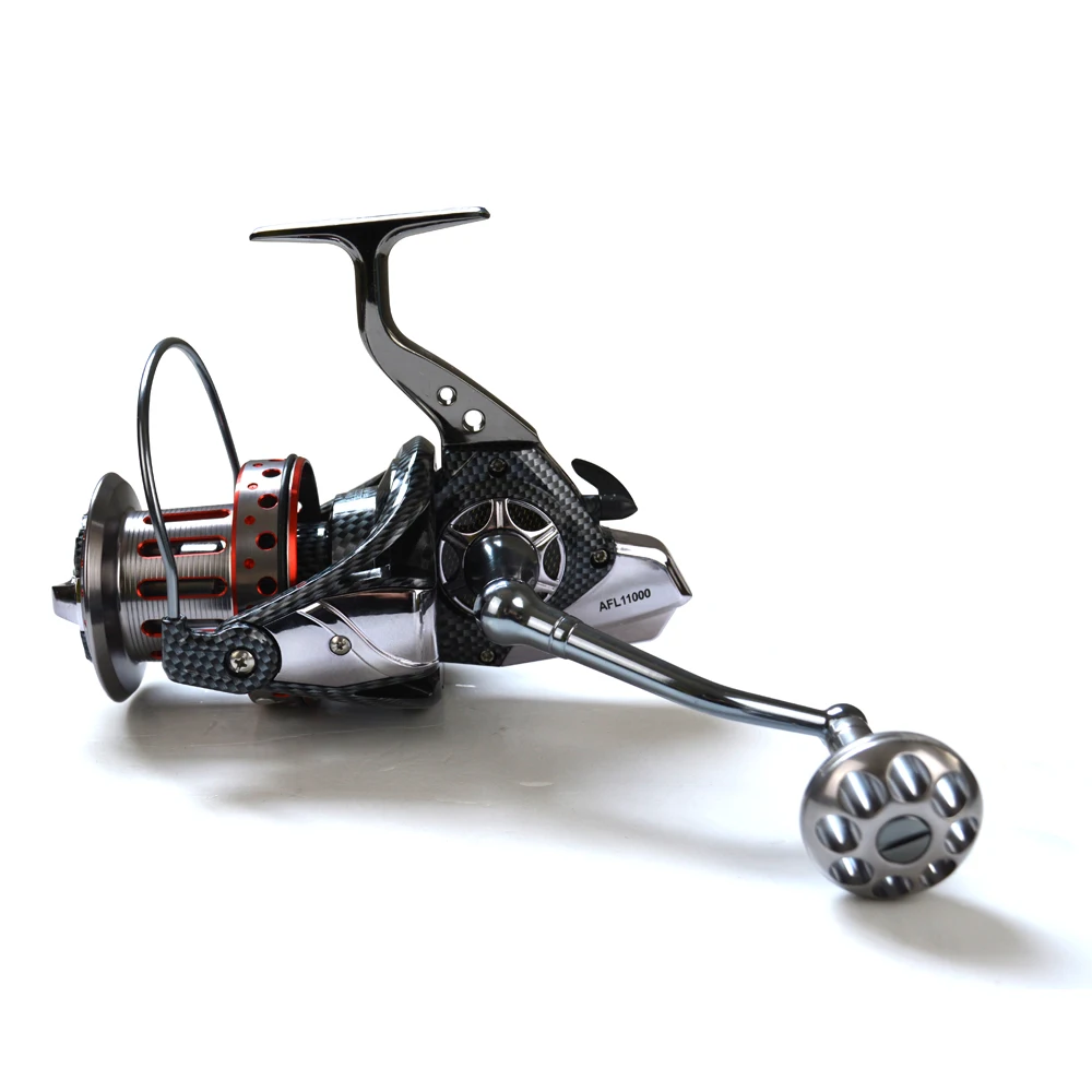 Carrete de Pesca giratorio, accesorio para surfear, arrastre grande, cuerpo de Metal completo, largo, tamaño 8000, 10000, 12000 - imagen 5