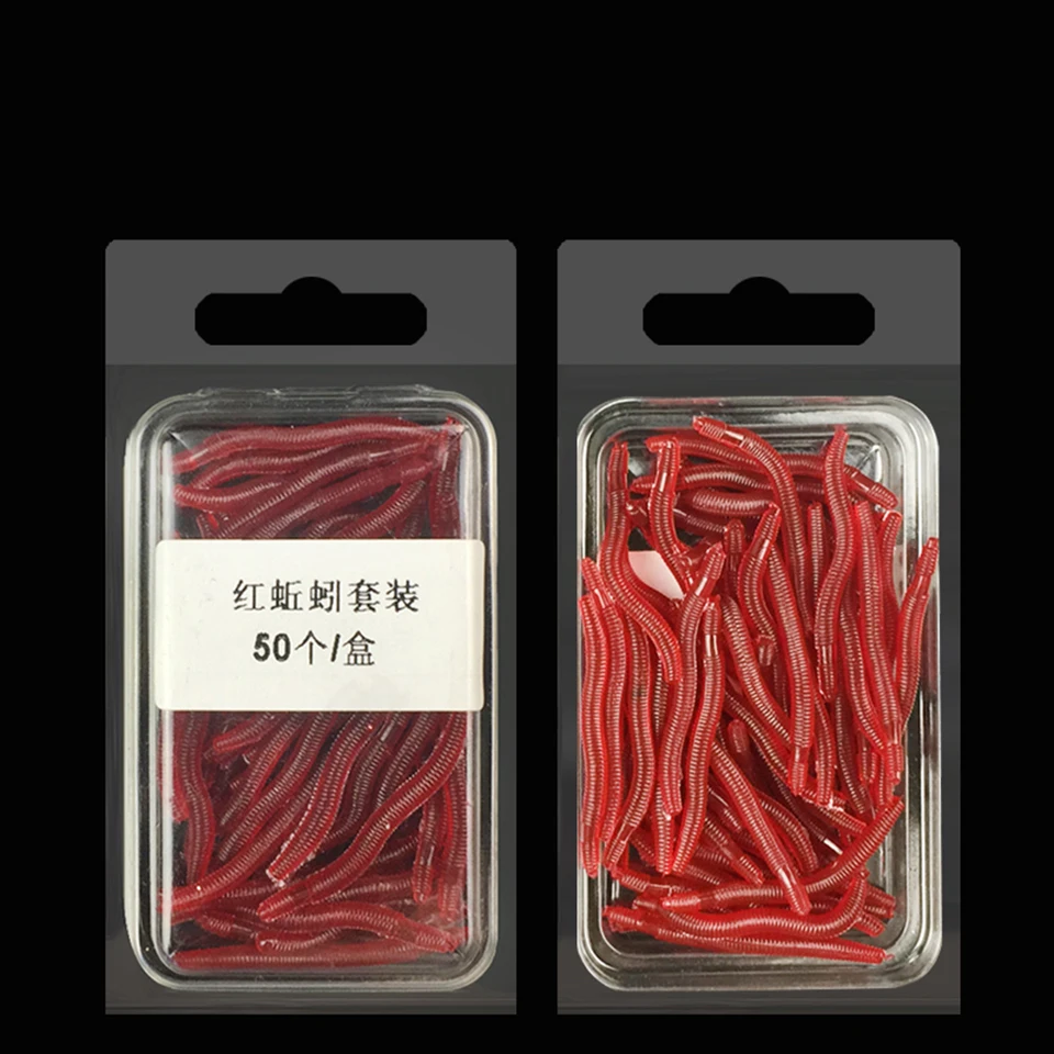 WALK FISH-señuelo de pesca de gusano de tierra Artificial, cebo suave de gusano de sangre, río, lago, agua dulce, 50 unids/caja - imagen 2