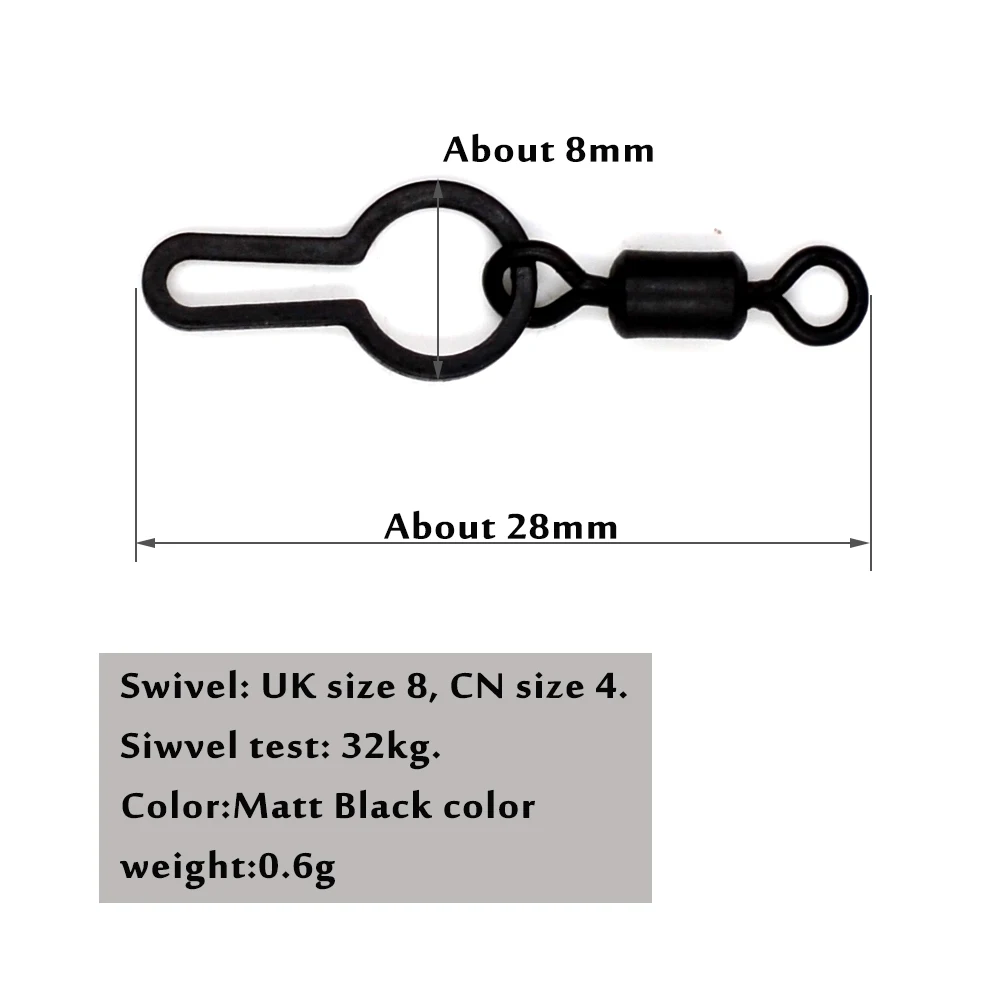 MNFT Clip giratorio para bolsa PVA, malla de pesca de carpa, Terminal de aparejos, broches giratorios para pesca, 12 Uds. - imagen 2