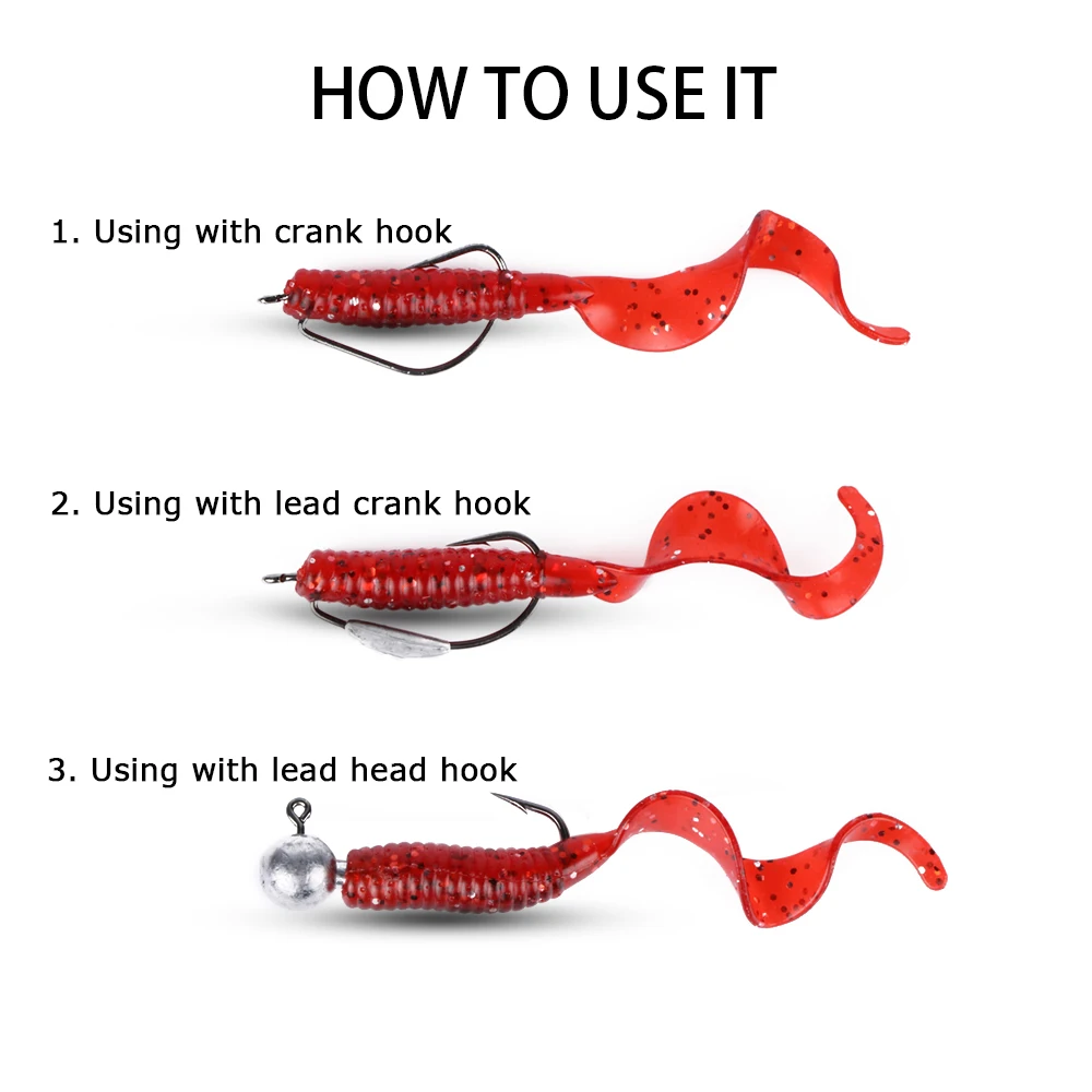 Goture 10 unids/lote señuelo de pesca suave Wobblers cebo Artificial de silicona larva señuelos de gusano para lubina trucha carpa Señuelos de Pesca 6cm 2g - imagen 4