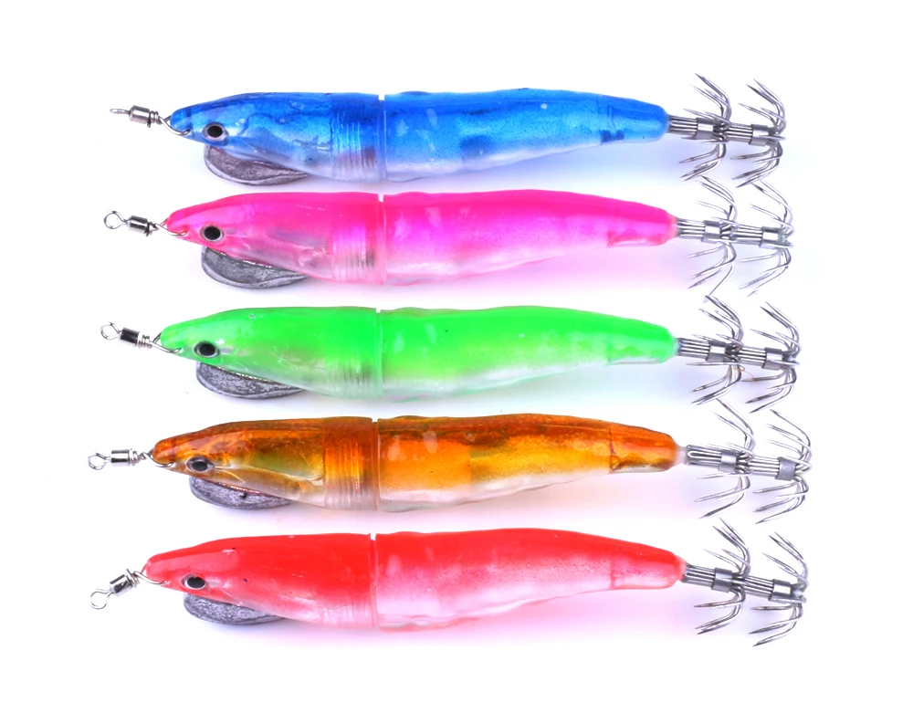 Señuelo luminoso de pesca nocturna, anzuelo de calamar, luz Flash, Wobblers, 1 unidad, 12,8 cm, 18,4g