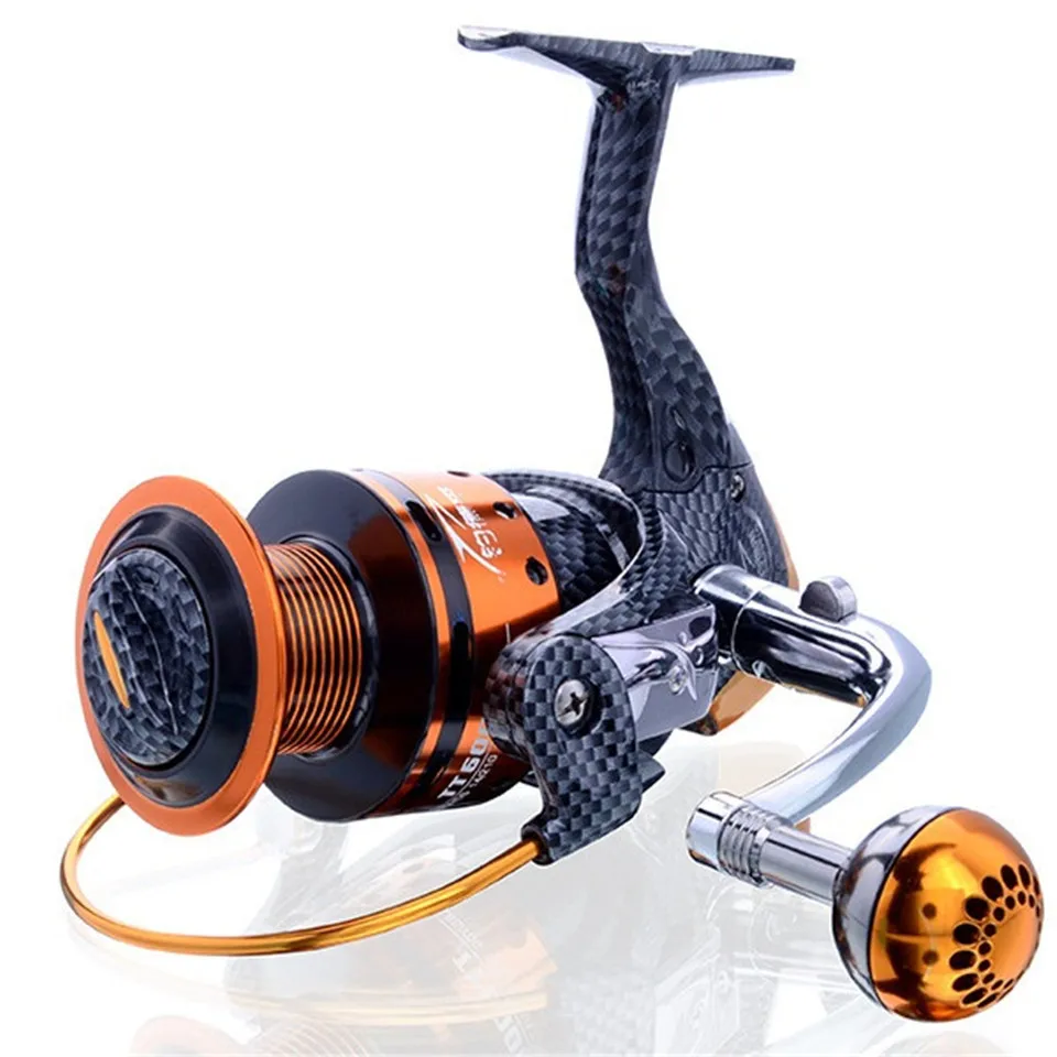 Carrete de pesca giratorio de Metal, rueda de Metal para agua salada, serie 6000, 12 + 1BB, 5,1: 1