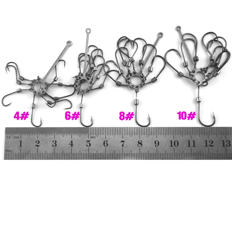 MNFT-Juego de anzuelos de pesca múltiples, anzuelo de pesca de explosión de acero al carbono, plantilla, señuelo, captura de habilidades de carpa, accesorios de aparejos 4-10, 2 uds. # - imagen 4
