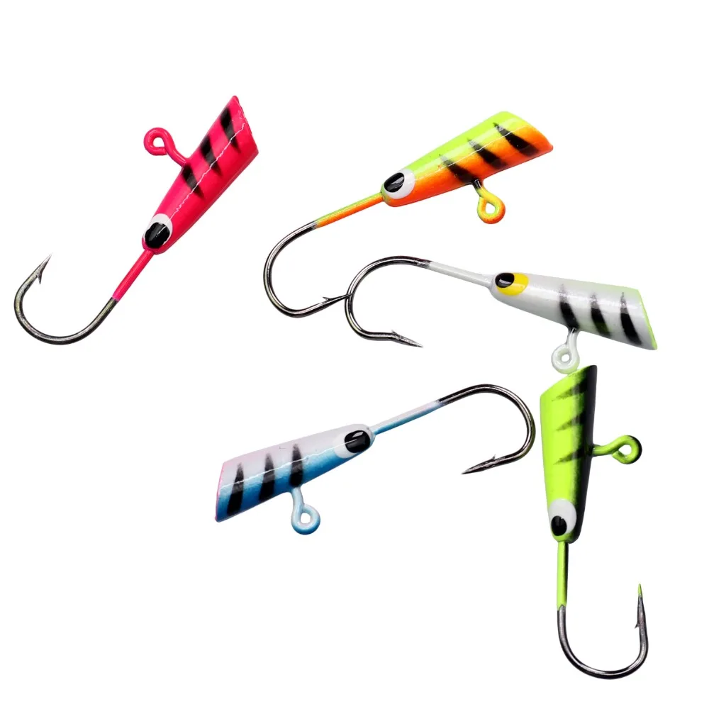 THKFISH-plantillas de pesca en hielo para invierno, Kit de señuelos, 1g-2,5g, Mini cebo duro de Metal, anzuelos de púas con cabeza de anzuelo para pesca de lubina, 54 Uds. - imagen 4