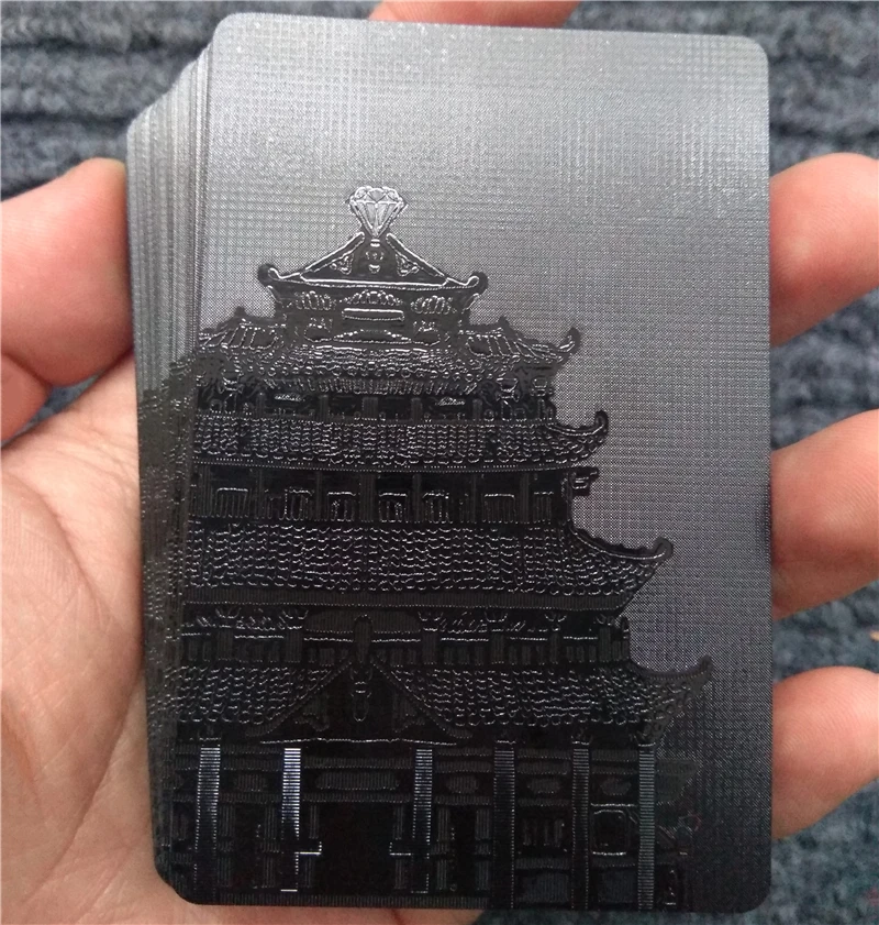 Cartas de póker de plástico negro impermeables, colección de cartas de póker de diamante negro, regalo creativo, cartas estándar, 54 piezas - imagen 3