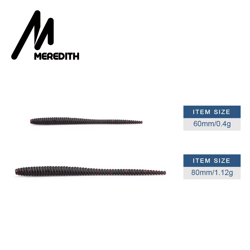MEREDITH-cebos blandos de gusano SinkingTrout lento, 60mm, 80mm, señuelos artificiales de pesca, gusanos de mar, gusanos de tierra, señuelos blandos de pesca Wobblers - imagen 3