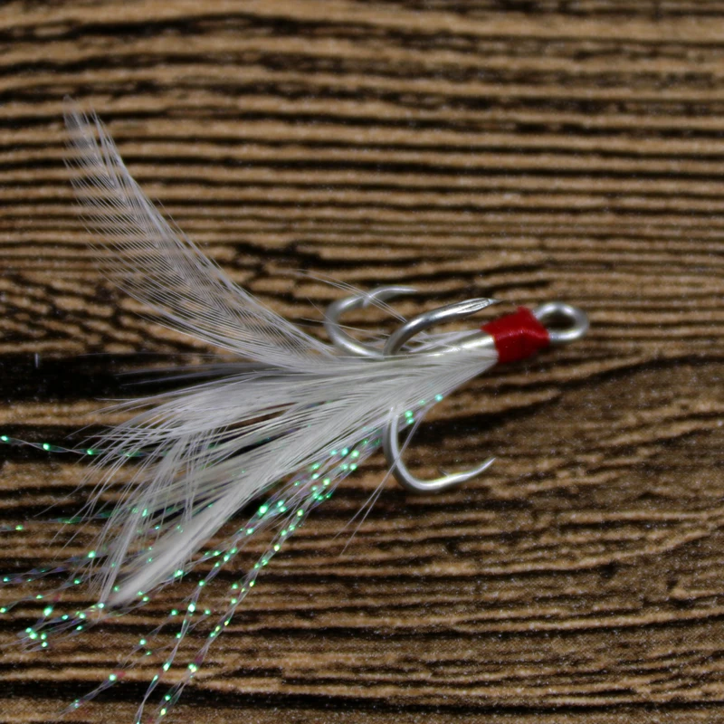 Bimoo-anzuelos triples Extra afilados con pluma, Señuelos de Pesca, cucharas, cebos blandos, tamaño 8, 6, 4 y 10, 10 unidades - imagen 2