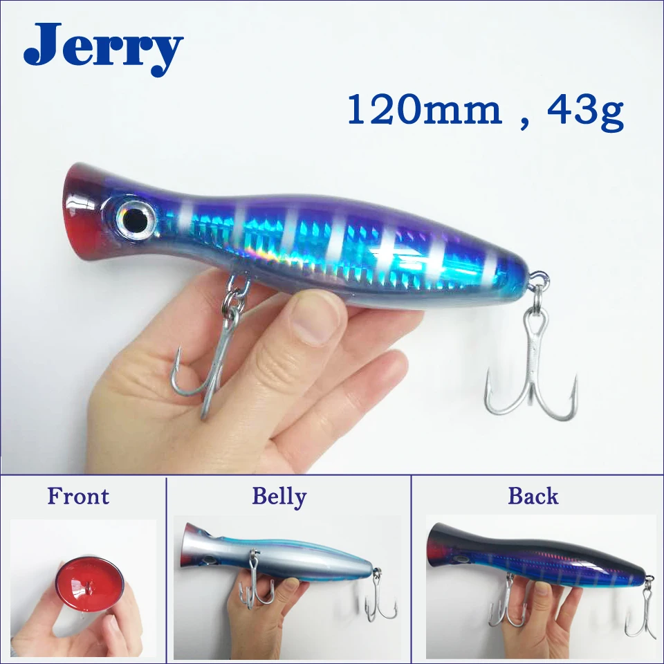 Jerry-señuelo de pesca Popper de aguas profundas, Topwater señuelos de superficie, atún, Delfín, Wahoo, Marlin, cebos artificiales de juego grande, cebo de fundición larga - imagen 3