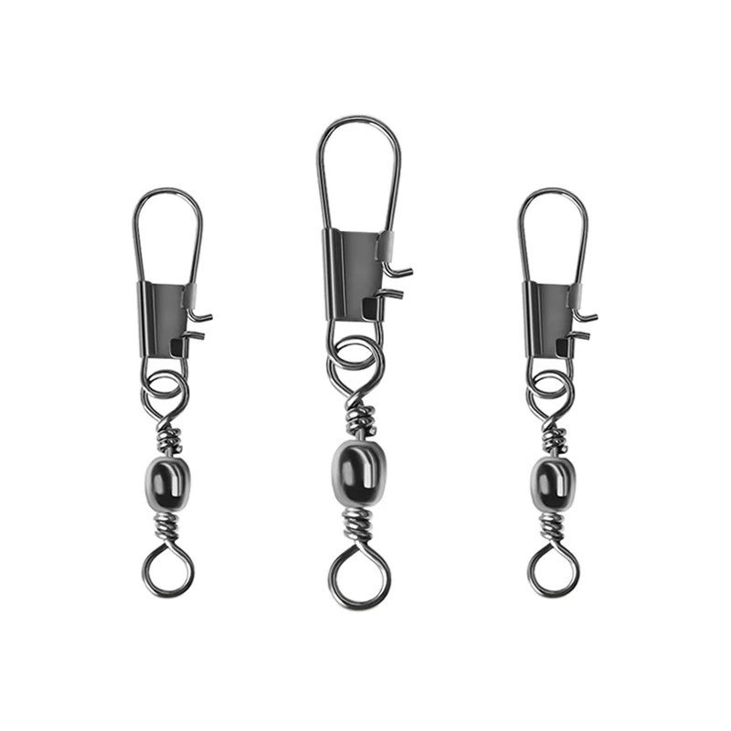 100 UNIDS 4 #6 #7 #8 #10 #12 #14 # Acero de Alto Carbono De Bloqueo complemento Bicheros Rolling Ball Bearing Swivel Anillos Sólidos Pesca Conector - imagen 2