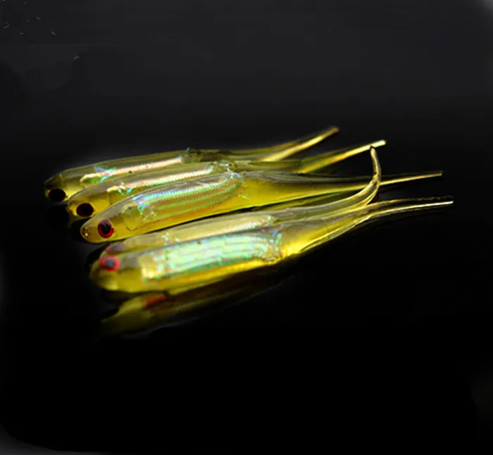 Pez sábalo suave con tubo de reflexión de colores interior, cebo de goma arcoíris hueco, 10cm, 5 uds. - imagen 5