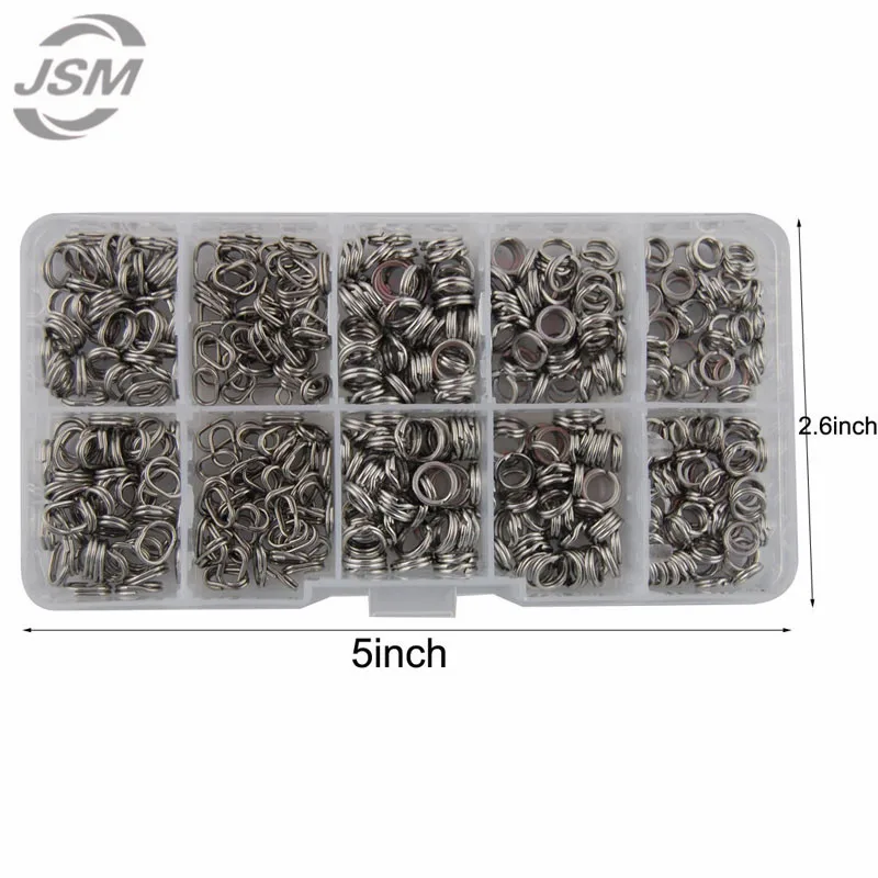 JSM-Anillos divididos de pesca de acero inoxidable, conjunto de conectores de pesca con caja, 150 unidades - imagen 3