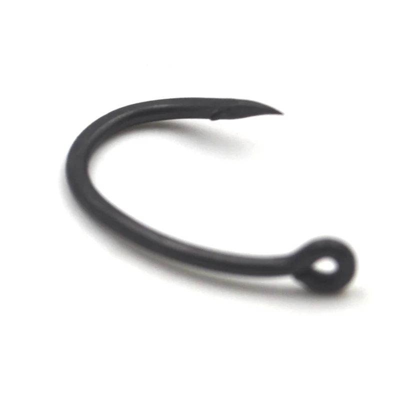 MNFT 20 unids/lote, anzuelo de carpa con revestimiento antiadherente Tteel de alto carbono, anzuelos de púas negros mate con ojos de pesca Yn para pesca de carpa - imagen 3