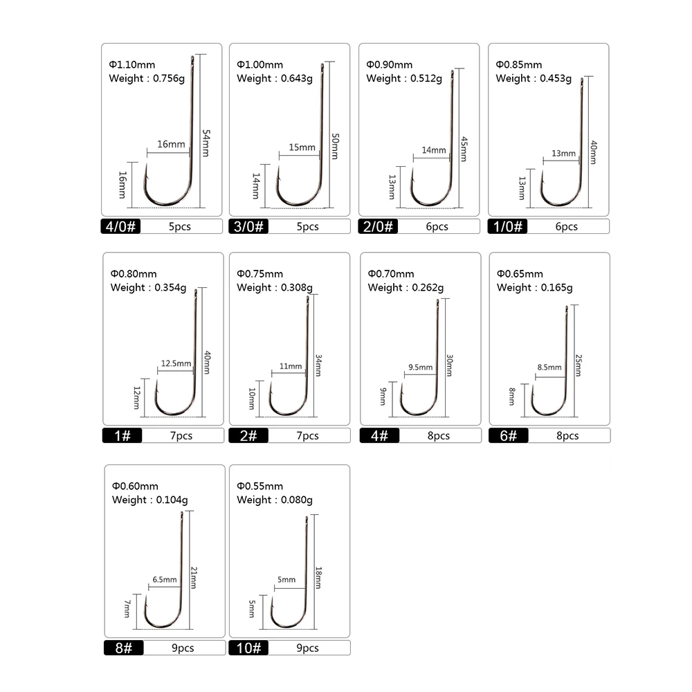 Anzuelo de pesca ABERDEEN con ojo, accesorio de pesca de acero con alto contenido de carbono, con púas individuales, 5-9 piezas, 4/0 #-10 # - imagen 3
