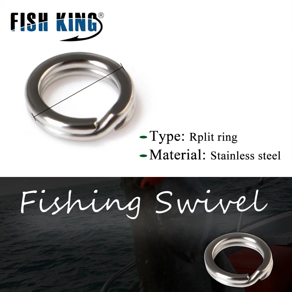 FISH KING-Anillo de pesca de acero inoxidable, Clip giratorio dividido, Conector de doble bucle, herramientas de accesorios para pesca de carpa, 1 paquete - imagen 3