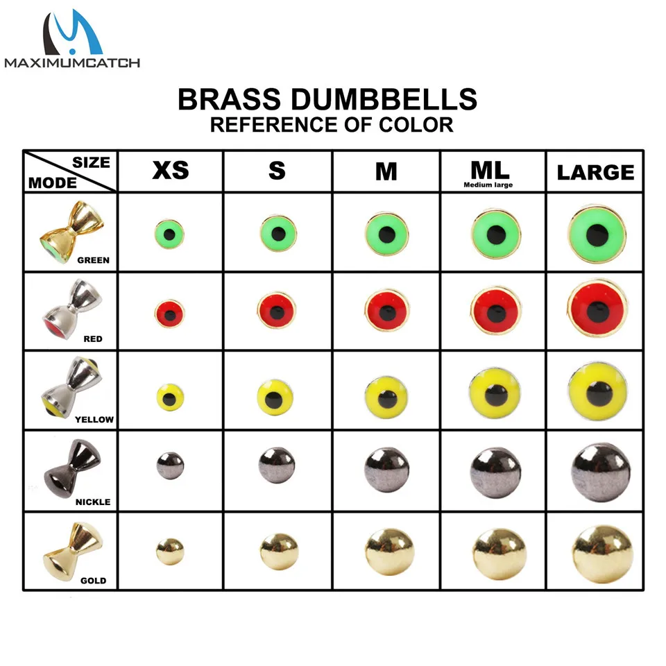 Maximumcatch-mancuernas de latón con ojos, cuentas para atar moscas, Material para atar moscas, 3,2mm-6,3mm, 25 unidades - imagen 3