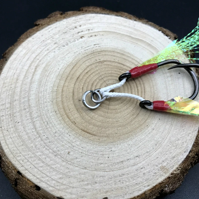 Mustad-anzuelos de Pesca con púas, anzuelos dobles atados de hierro, plantilla de agua salada, anzuelos brillantes, mar, Océano, Playa - imagen 5