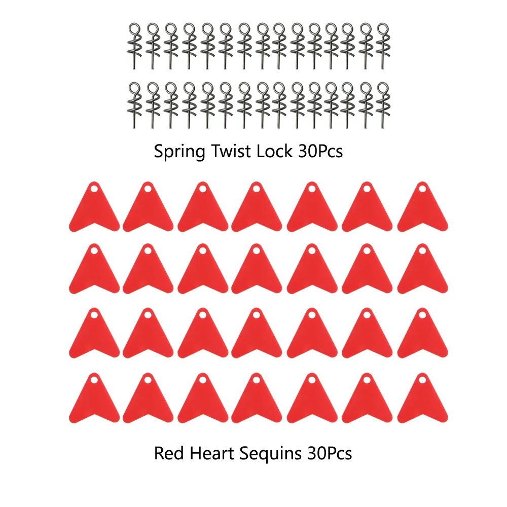 Accesorios para Señuelos de Pesca, pasador de centrado de gancho de pesca, bloqueo de manivela giratoria de resorte y lentejuelas de corazón rojo, 60 unids/bolsa - imagen 3