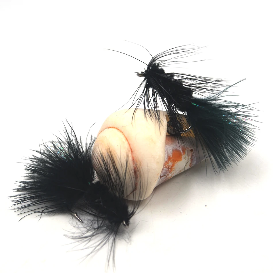 Woolly Bugger Negro MNFT – Flashabou Crystal Flash para lubina - imagen 4