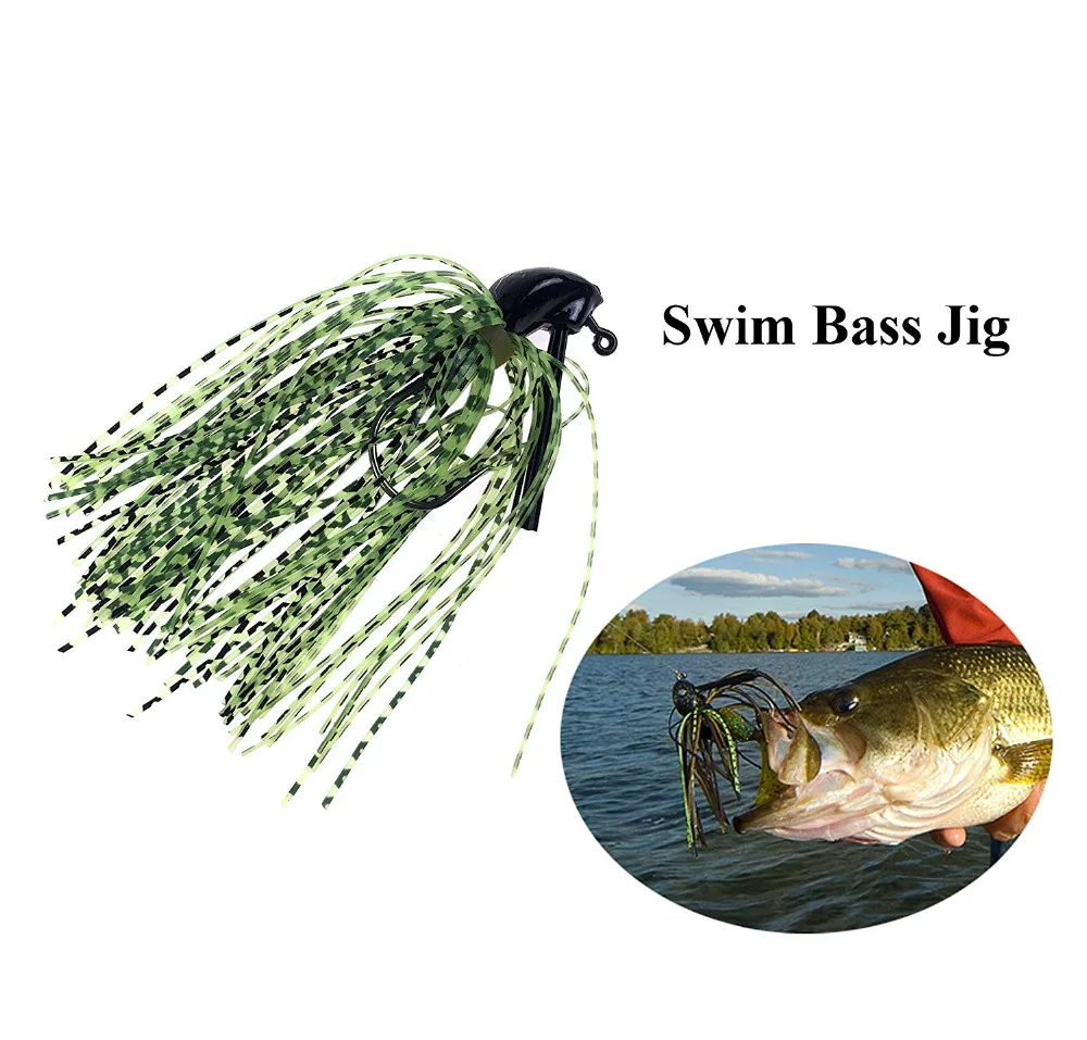 10 Uds 7g 10g 14g Jig sin malezas cebos de alambre faldas de natación elásticas de silicona plantillas de Metal señuelo giratorio gancho de acero inoxidable para lubina - imagen 5