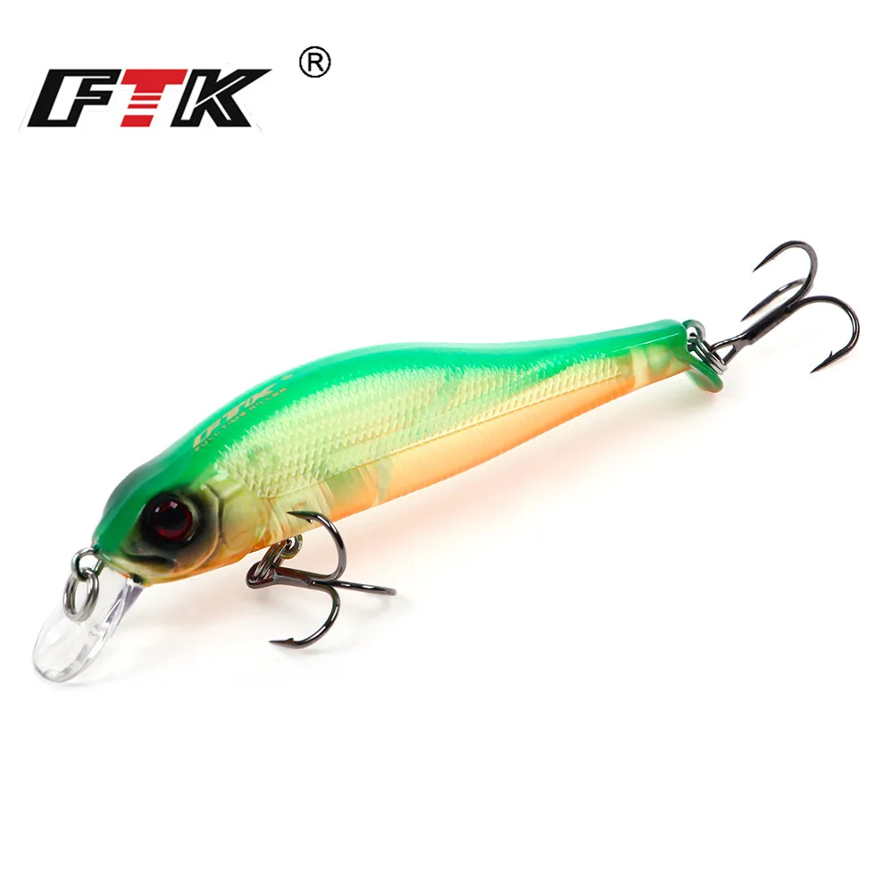 FTK 6g Swimbait Minnow Wobblers para Lucio señuelo de pesca 8cm 3D ojo duro Artificial Jerkbait cebo de pesca - imagen 2