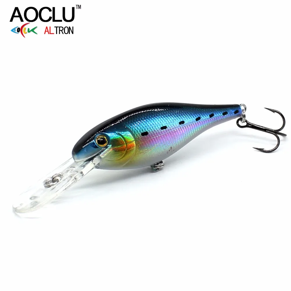 AOCLU pececillo flotante 70mm 8,8g cebo duro manivela Deep Diver profundidad 1,5-3,3 m señuelo de pesca VMC gancho aparejos calidad