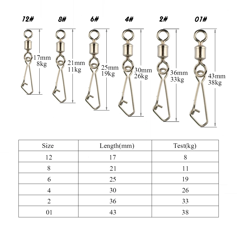 Goture-Lote de 200 unidades de anzuelos giratorios de pesca, gancho giratorio con enganche, Conector de señuelo a presión para pesca - imagen 3