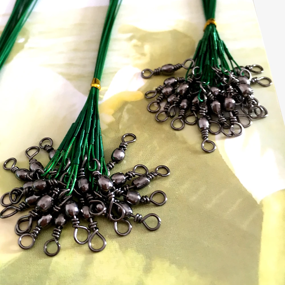 Hilo de pescar de 15cm, 20cm y 25cm, líder de alambre de acero con accesorio de pesca giratorio, Correa Olta Leadcore, 60 unids/lote - imagen 3