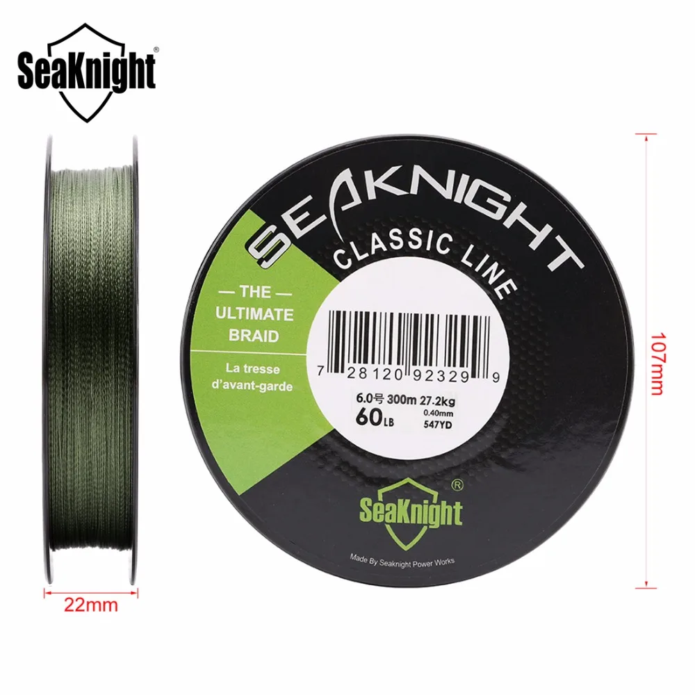 SeaKnight-sedal de pesca trenzado de 4 hebras, cuerda multifilamento de PE trenzada superfuerte de 300M, 6-80lb, 4 tejidos, para pesca en agua salada
