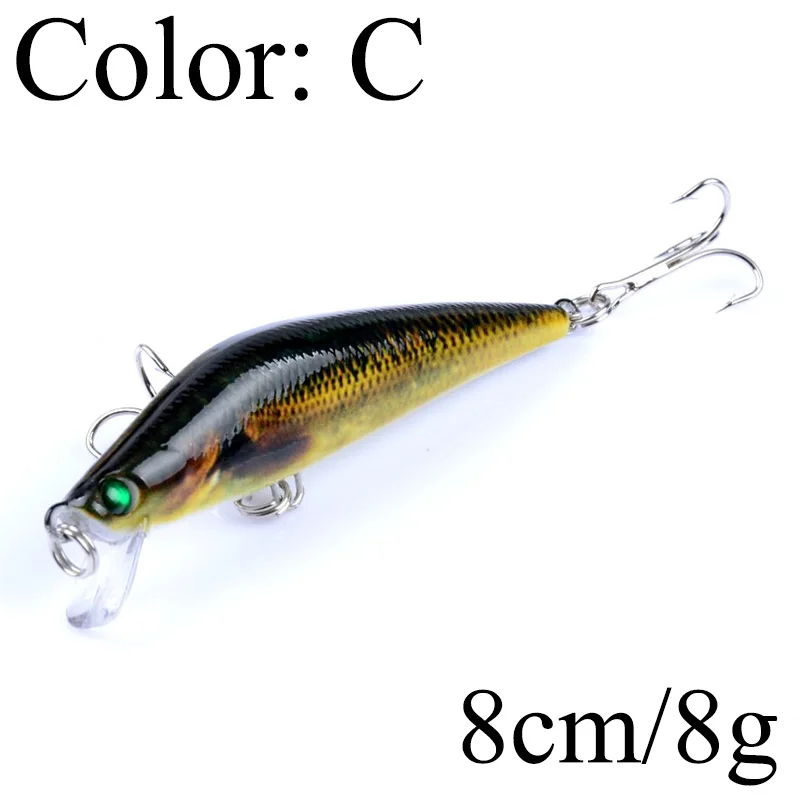 Señuelo de pesca de pececillos flotantes, cebo Artificial duro láser, ojos 3D, Wobblers, Crankbait, aparejos de pesca, 8cm, 8g, 1 ud. - imagen 4