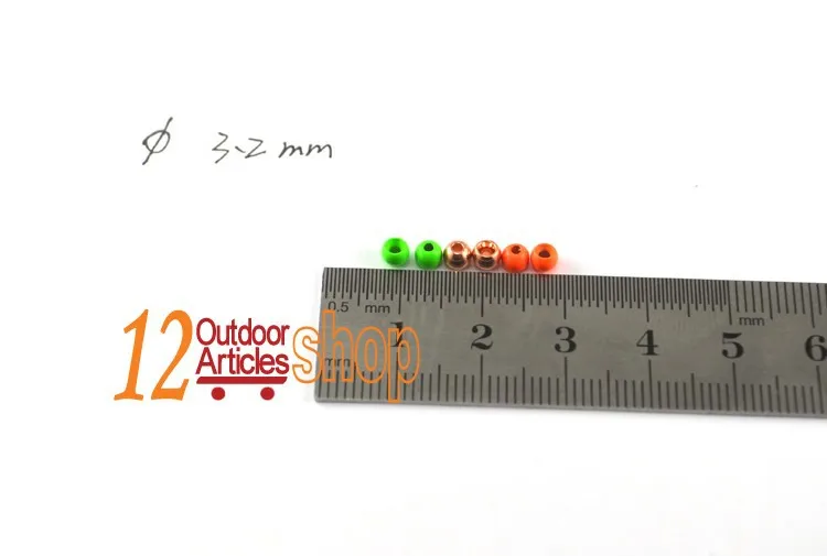 MNFT 500 Uds. Cuentas de latón de 3,2mm Color naranja/verde brillante cuentas para atar moscas Material de pesca con mosca cuentas de cabeza de ninfa - imagen 3