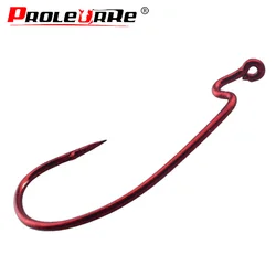 Anzuelos Offset rojos para vinilo Texas Rig