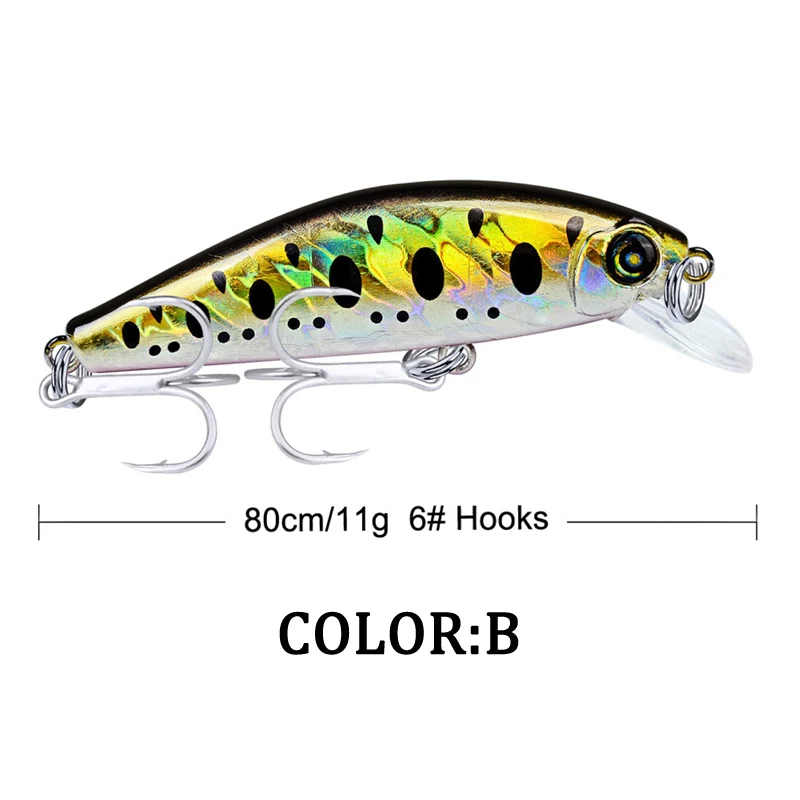 KMREA-señuelo de pesca de 1 piezas, 80mm, 11g, Minnow, cebo duro Artificial de calidad profesional, Wobbler, Lucio, aparejos de pesca, ojo 3D - imagen 5